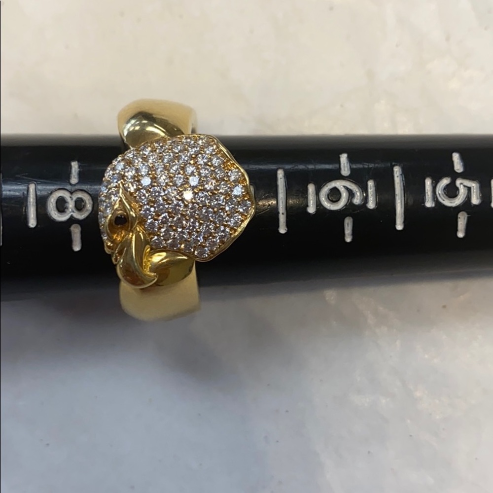 18k Solid Gold Eagle Diamonds Ring - image 5
